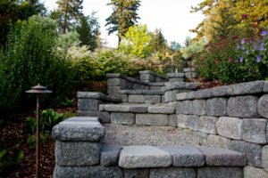 landscaping with incorporated hardscape feature