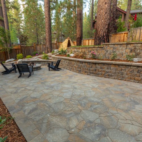 hardscape patio and firepit by tahoe outdoor living